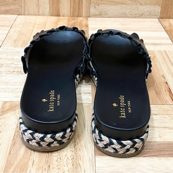 KATE SPADE “Zahara” Ruffle Trim Black Slides Espadrille Size 7.5 - Picture 5 of 15